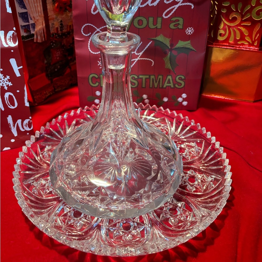 New listing: Gorham Crystal wine decanter/tray